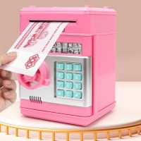 Cartoon piggy bank password box only can not enter music automatic roll money piggy bank children’s deposit machine toy