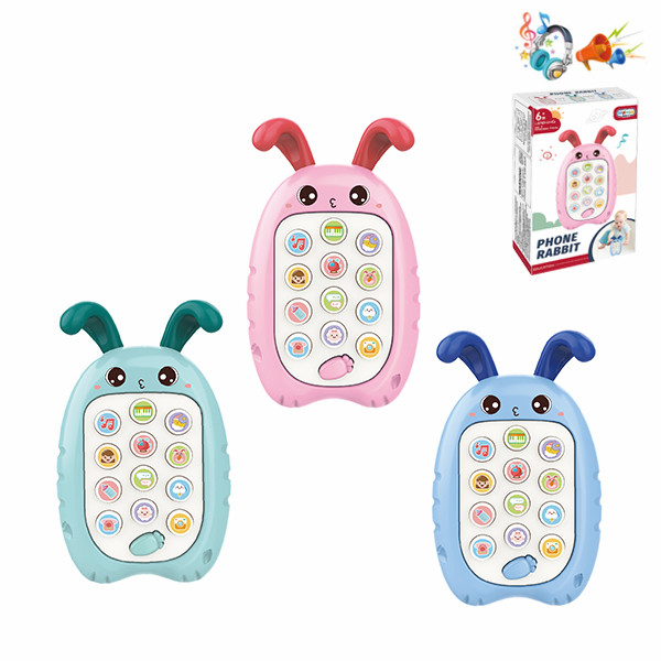 Rabbit phone button type cartoon music English packaging baby toys 668-138