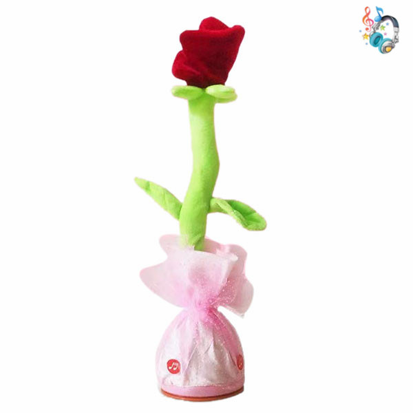 Dancing rose doll learning tongue cactus Electric lighting and music Packing children’s plush toys English packaging