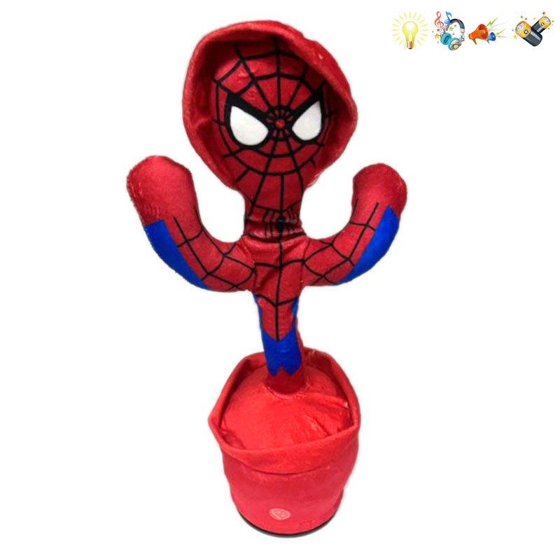 Dancing Captain America Spider-Man Iron Man Doll Cactus Electric Lighting and Music Packing Electric Children’s Plush Toys English Packaging